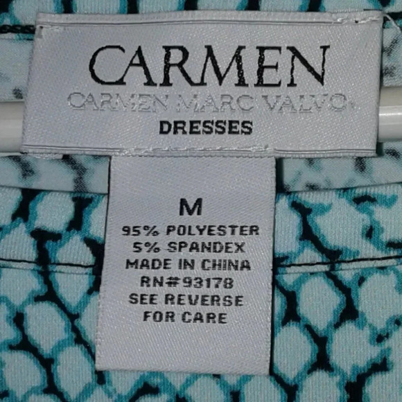 Women's Carmen Marc Valvo Blue Snakeskin Long Sleeve Dress Size Medium - Picture 5 of 6